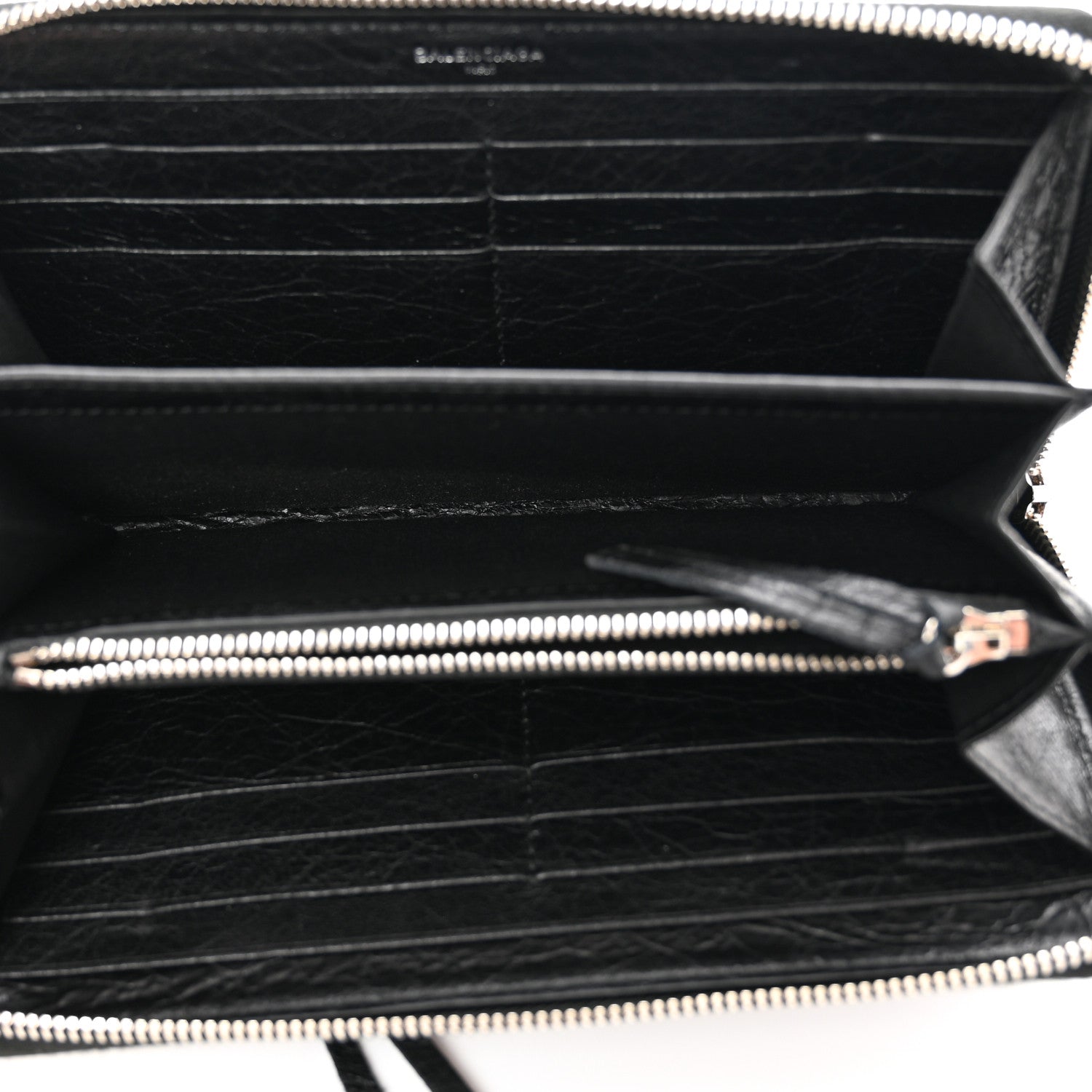 Balenciaga Agneau Classic Silver Hardware Continental Zip Around Wallet Black 5 of 8