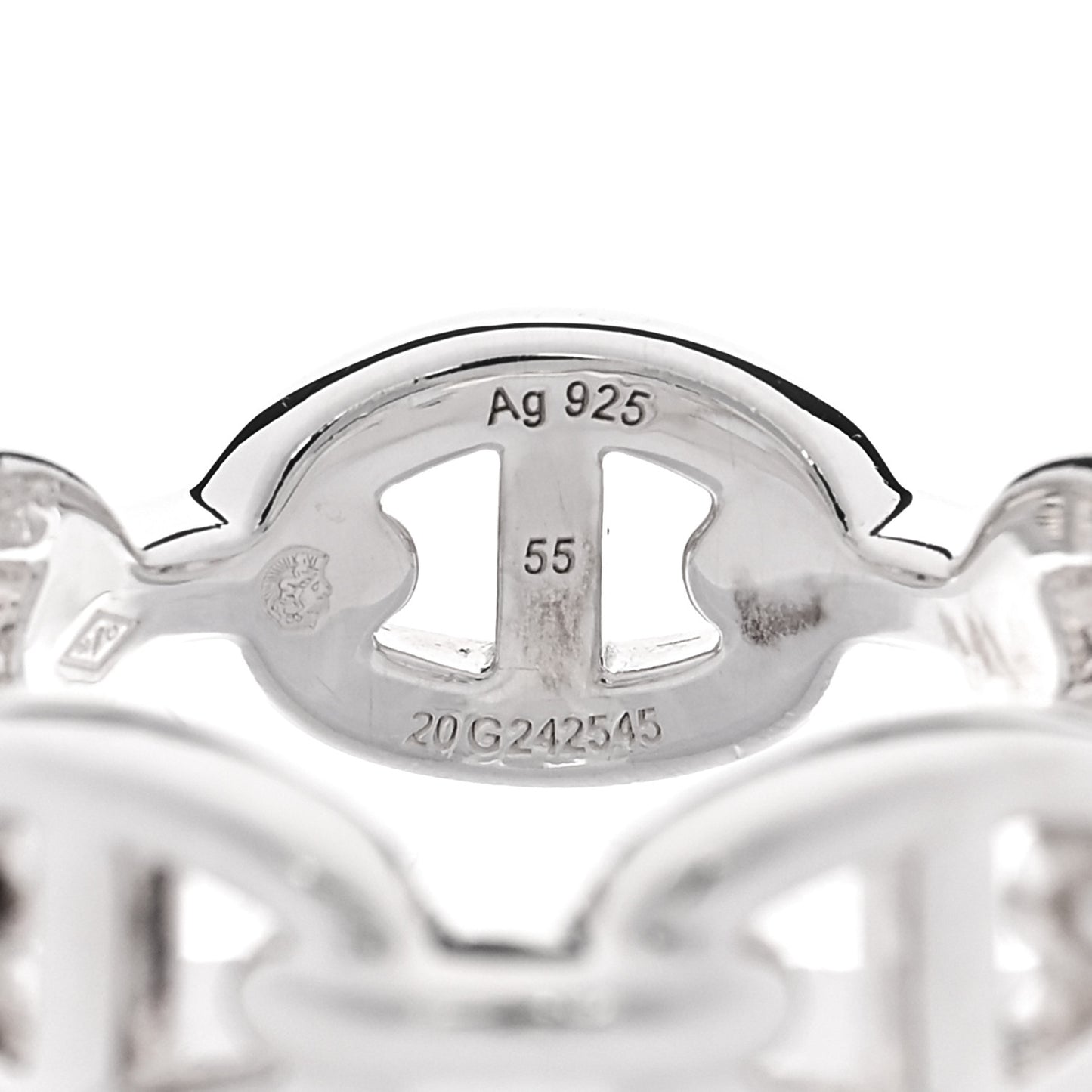 Sterling Silver PM Chaine d'Ancre Enchainee Band Ring 55 7.25