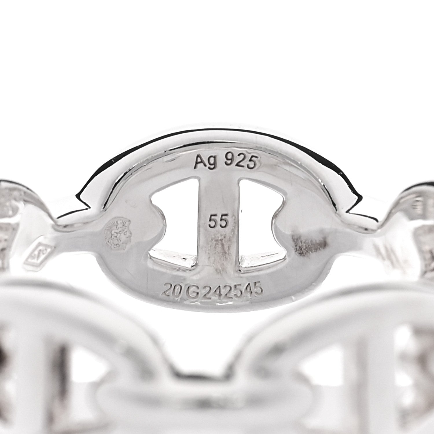 Hermes Sterling Silver PM Chaine d'Ancre Enchainee Band Ring 55 7.25 5 of 6