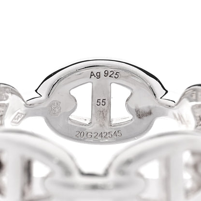 Hermes Sterling Silver PM Chaine d'Ancre Enchainee Band Ring 55 7.25 5 of 6