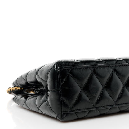 Chanel Shiny Aged Calfskin Quilted Nano Kelly Shopper Black 9 of 10
