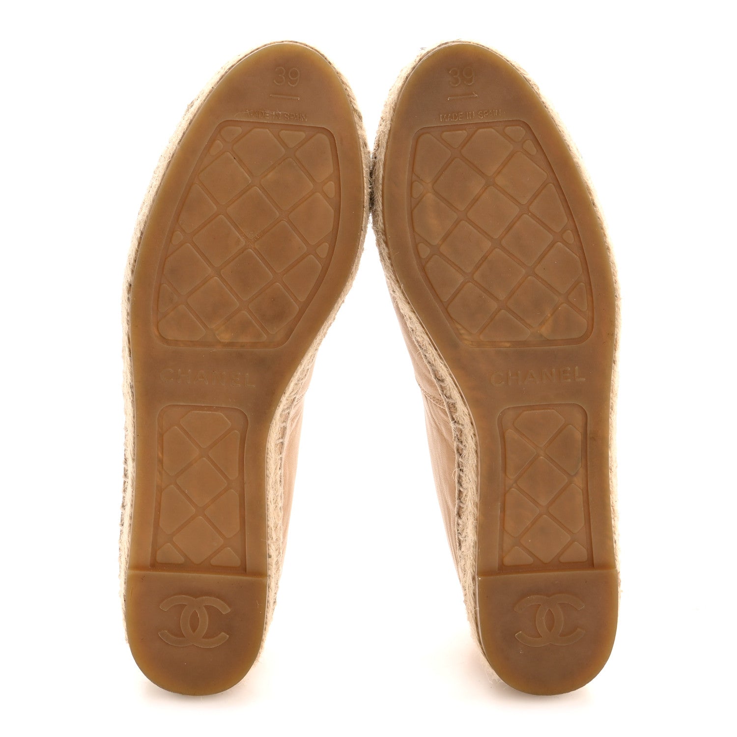Chanel Lambskin CC Espadrilles 39 Beige Black 6 of 10