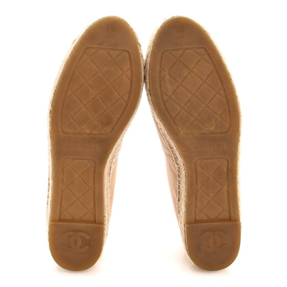Chanel Lambskin CC Espadrilles 39 Beige Black 6 of 10