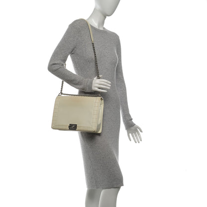 Chanel Glazed Calfskin Large Boy Flap White 2 of 7