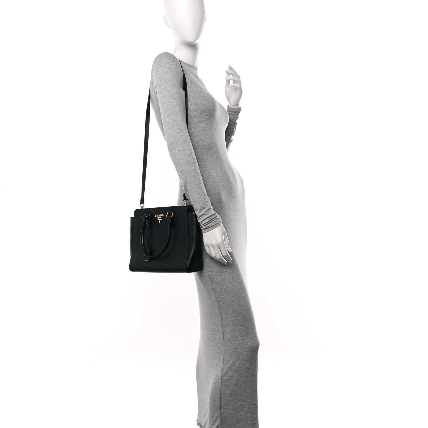 Prada Saffiano Soft Calfskin Small Zippered Tote Black 2 of 11