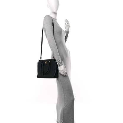 Prada Saffiano Soft Calfskin Small Zippered Tote Black 2 of 11