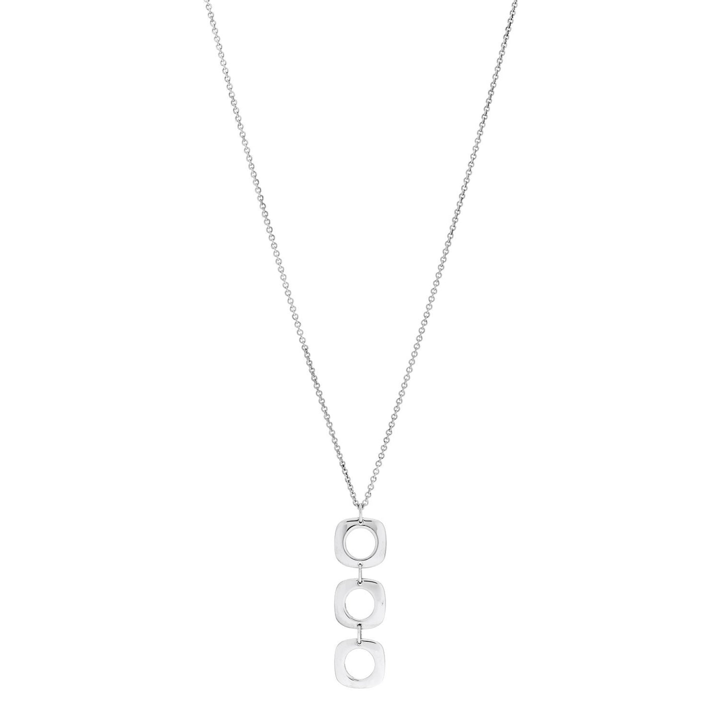 Sterling Silver Cushion Square Link Pendant Necklace