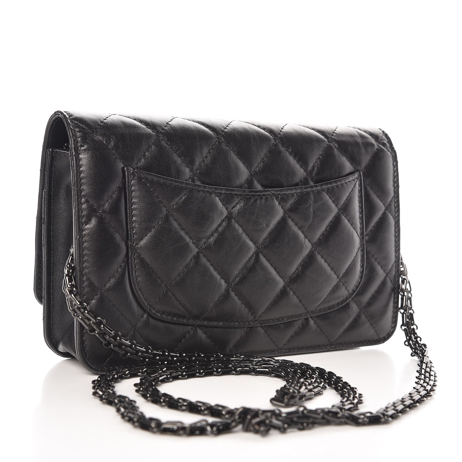 Chanel Aged Calfskin Quilted Reissue Wallet On Chain WOC So Black 3 of 10