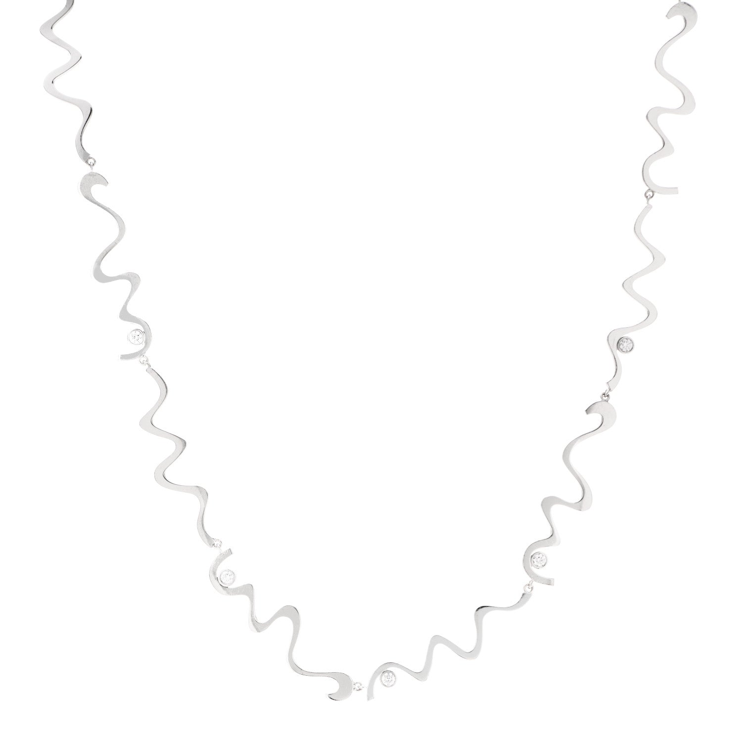 Tiffany 18K White Gold Diamond Frank Gehry Equus Necklace 1 of 4
