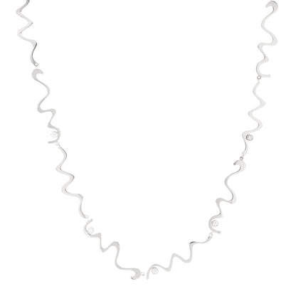 Tiffany 18K White Gold Diamond Frank Gehry Equus Necklace 1 of 4