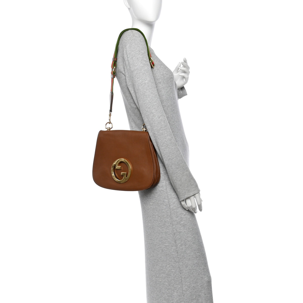 Roxy Calfskin Web Medium Blondie Shoulder Flap Bag Cuir