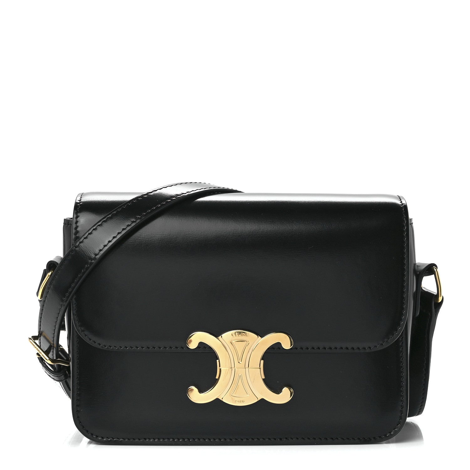Celine Shiny Calfskin Teen Triomphe Black 1 of 12