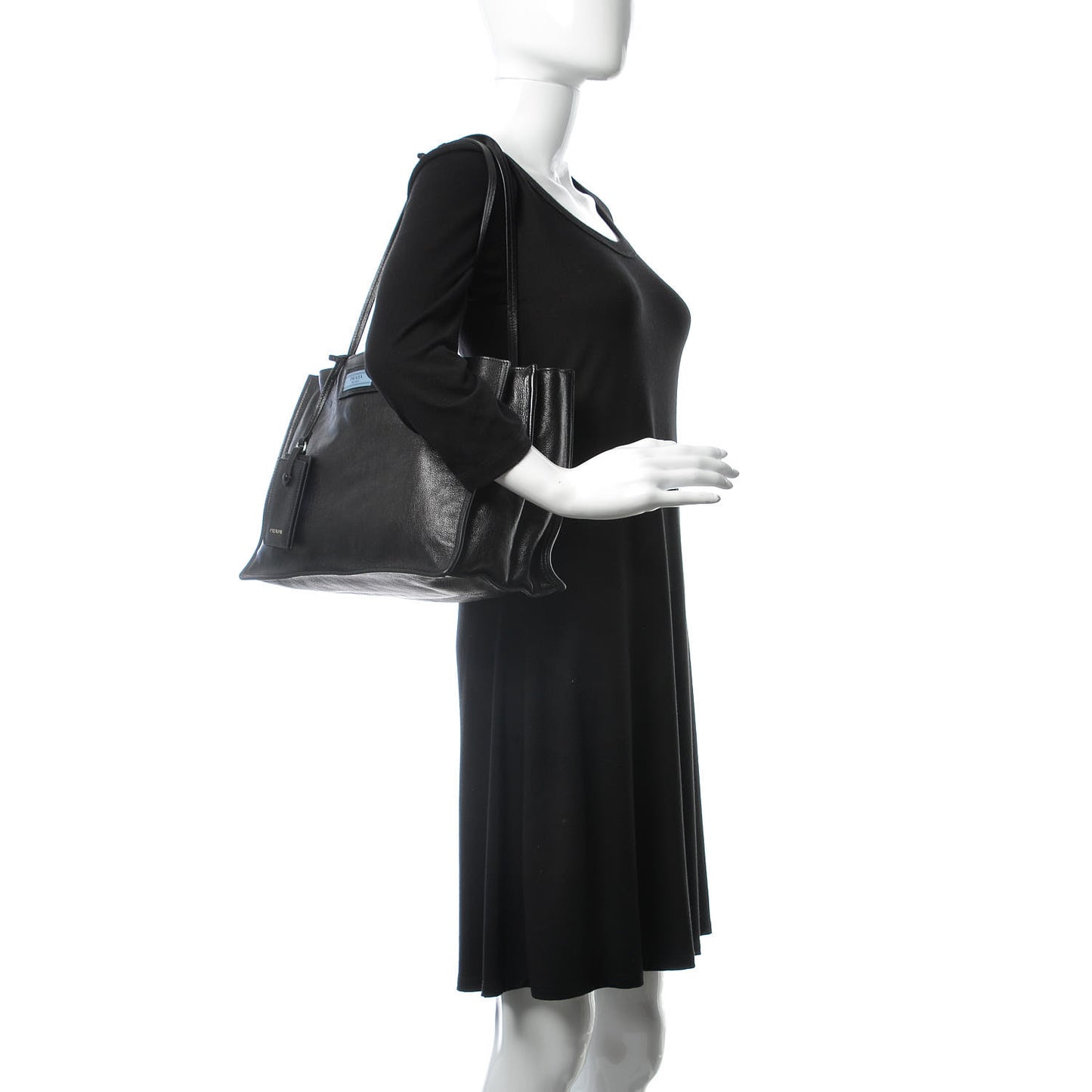 Glace Calf Etiquette Shopping Bag Black Astrale