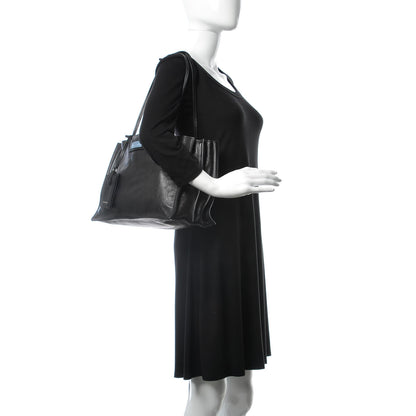 Prada Glace Calf Etiquette Shopping Bag Black Astrale 2 of 11