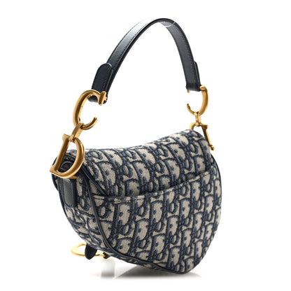 Christian Dior Oblique Mini Saddle Bag Blue 3 of 10