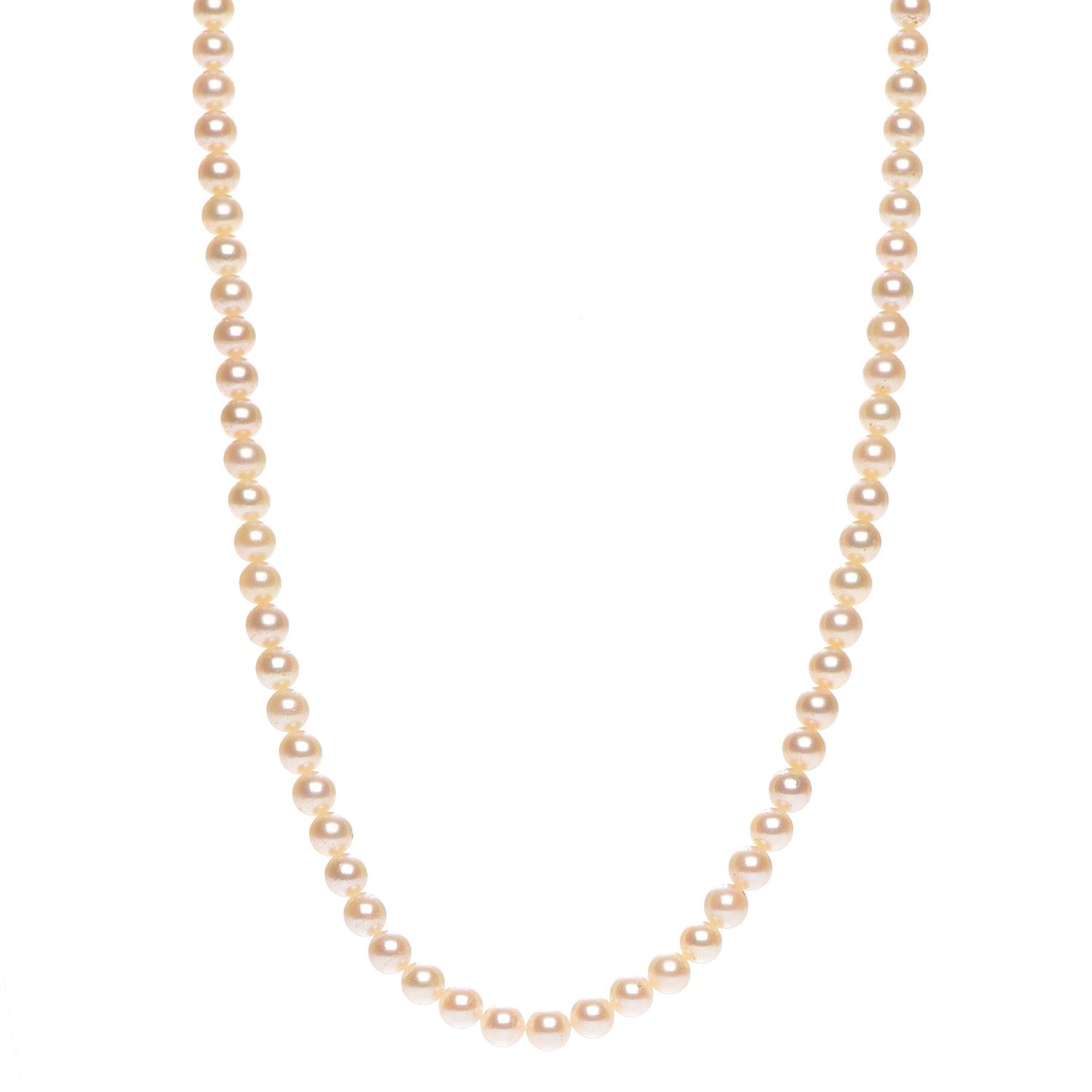 Vintage Sterling Silver 6.5mm Akoya Pearl Strand Necklace 22