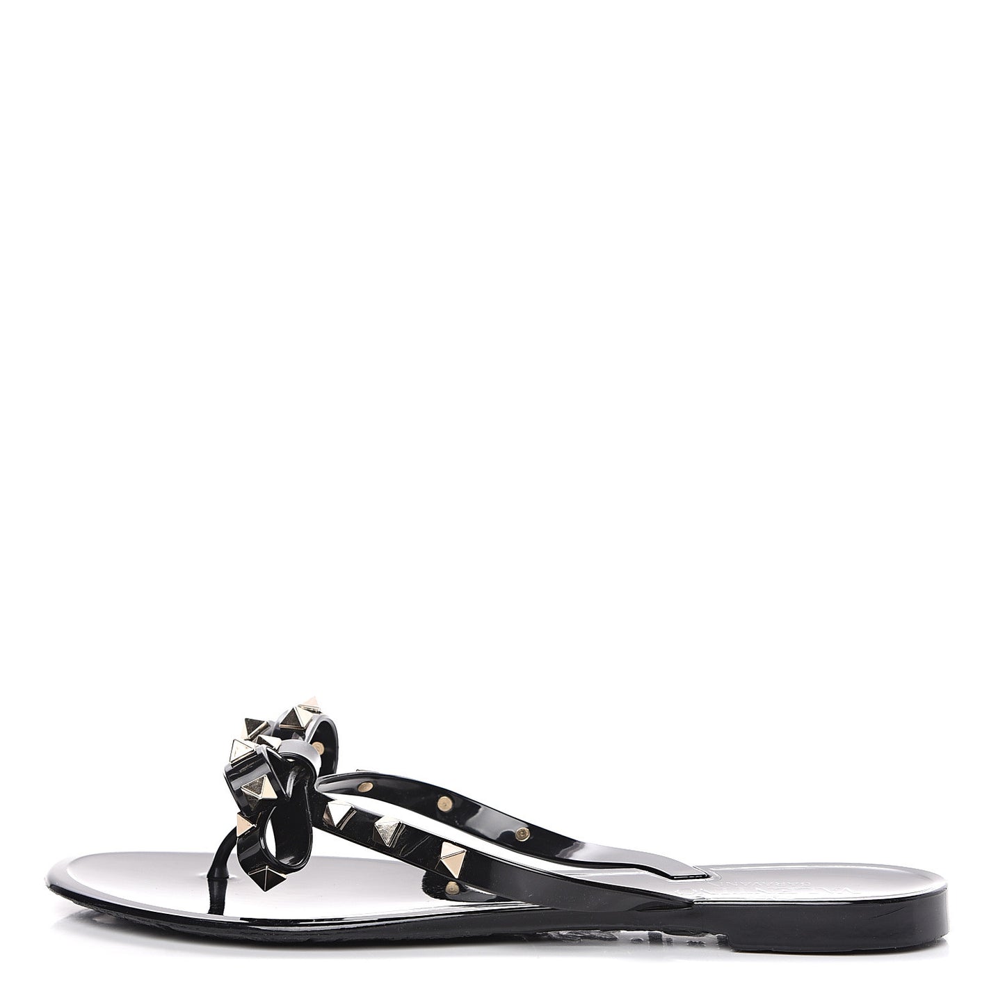 PVC Jelly Rockstud Bow Thong Sandals 39 Black