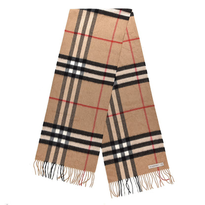 Burberry Cashmere Giant Check Fringe Scarf Camel 3 of 5