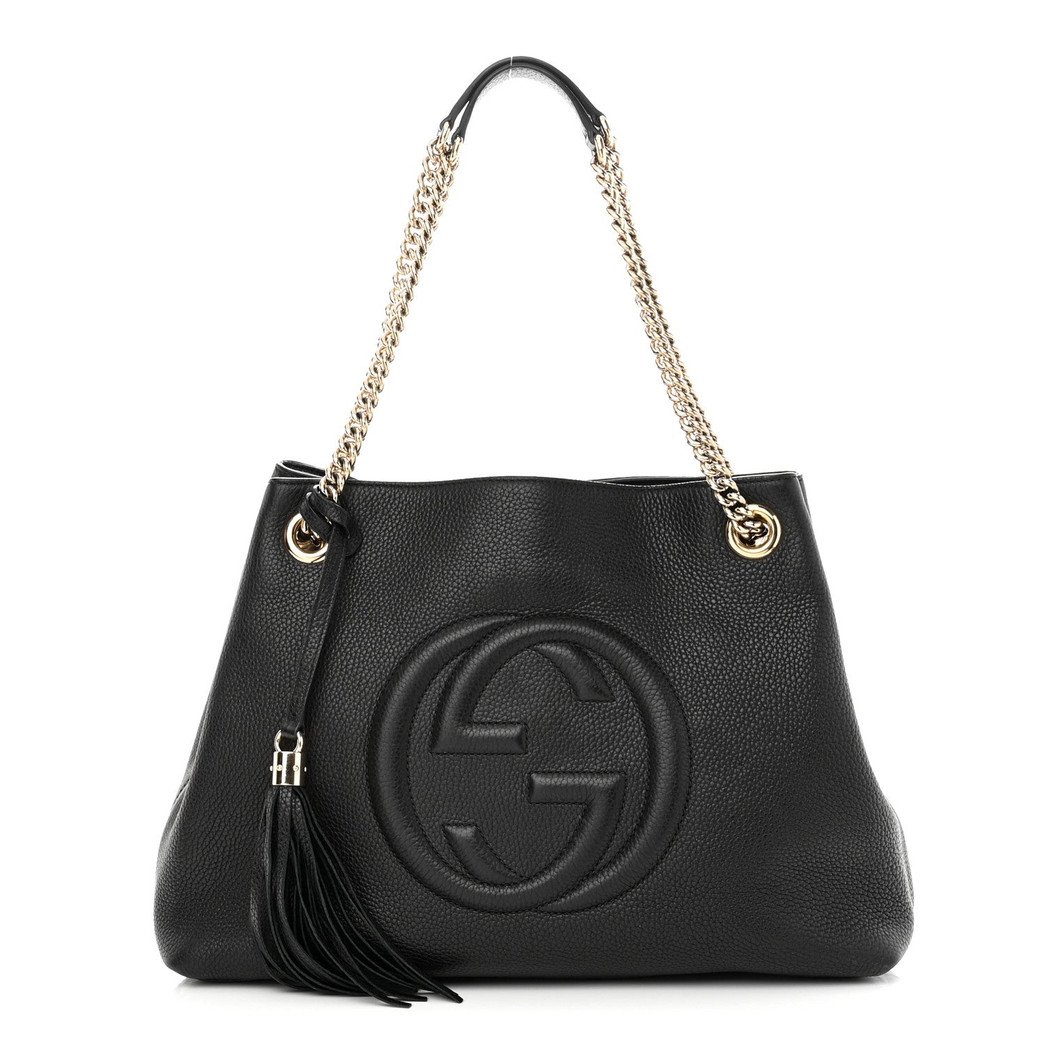Gucci Pebbled Calfskin Medium Soho Chain Shoulder Bag Black 1 of 9