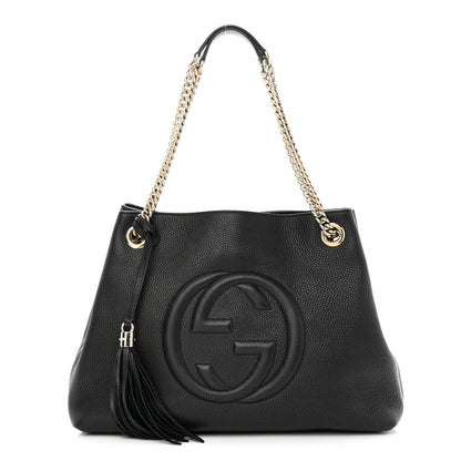 Gucci Pebbled Calfskin Medium Soho Chain Shoulder Bag Black 1 of 9