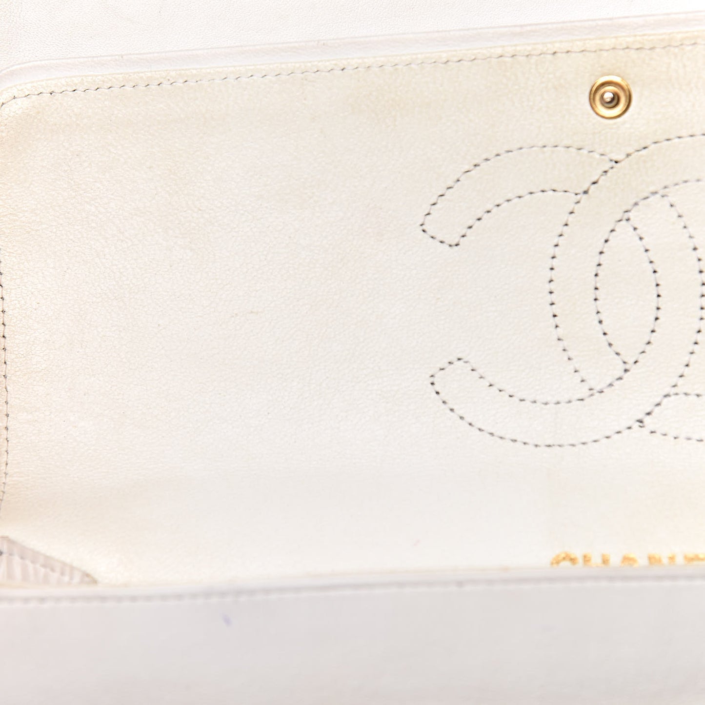 Lambskin Quilted Medium Double Flap White