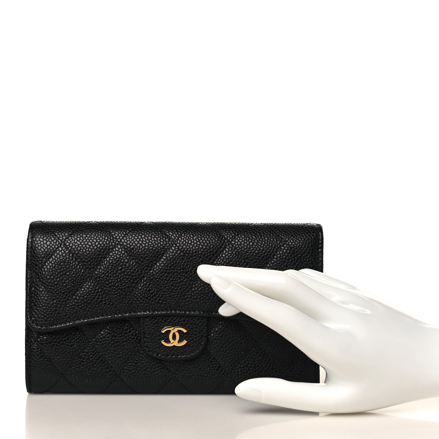 Chanel Caviar Quilted Long Flap Wallet Black 2 of 8
