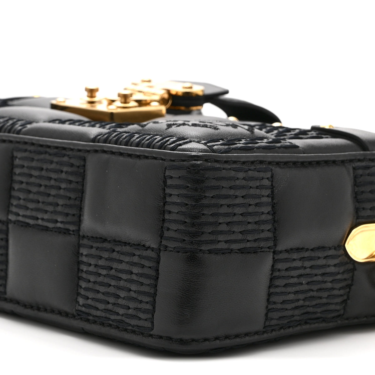 Lambskin Damier Quilt Troca PM Black
