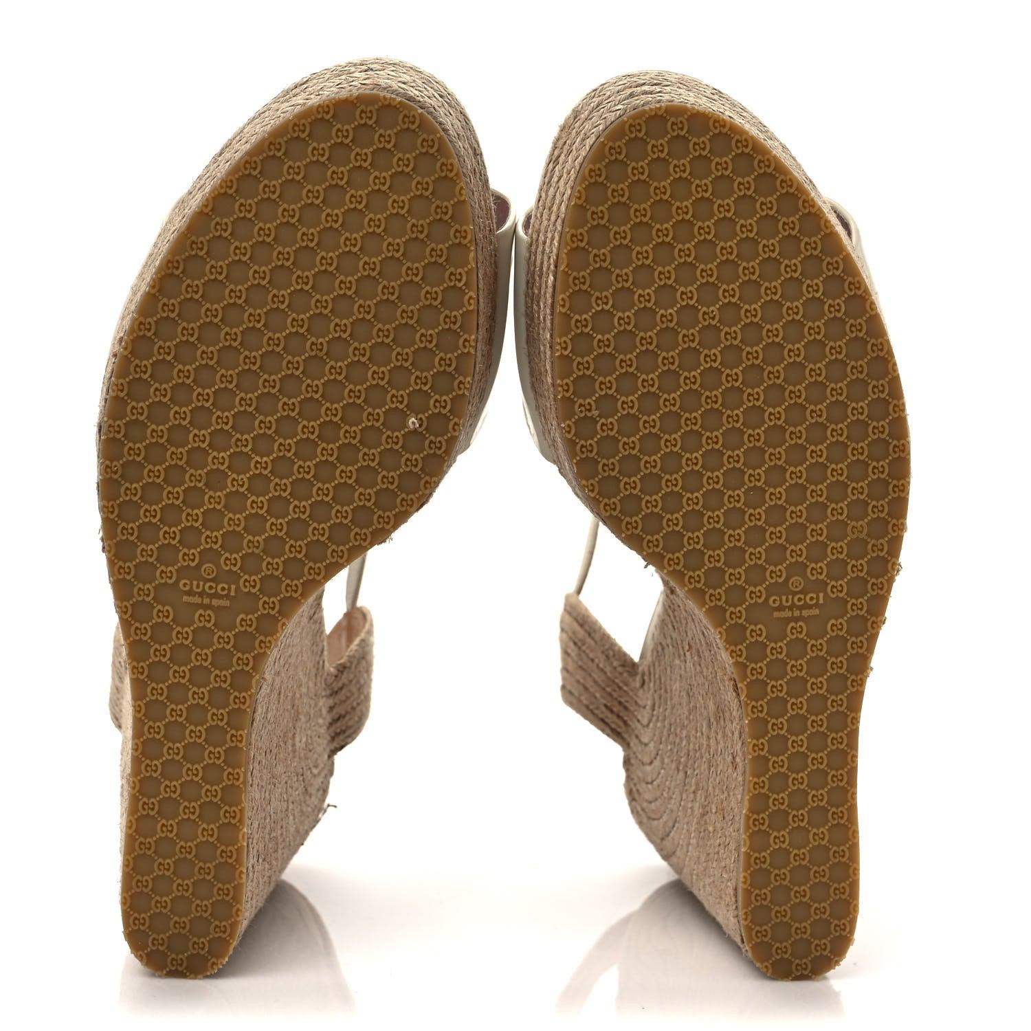 Gucci Kid Scamosciato Horsebit Platform Espadrille Wedge Sandals 41.5 Cream 5 of 8
