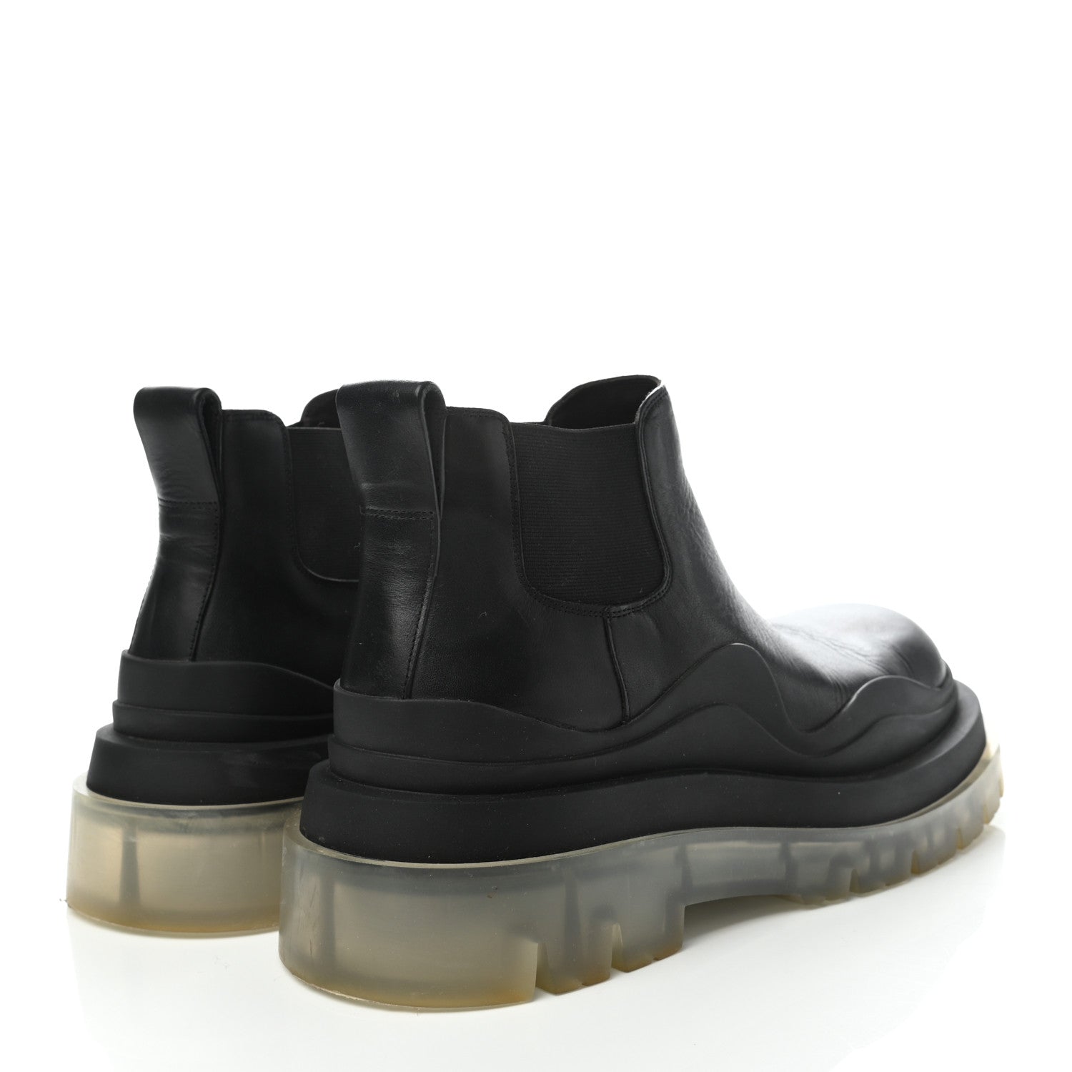 Bottega Veneta Calfskin The Tire Cropped Chelsea Boots 37 Black Transparent 4 of 7