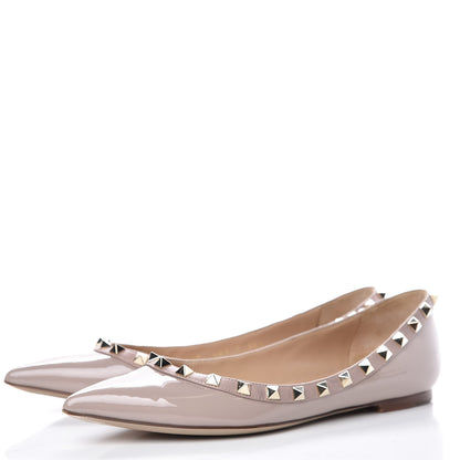 Valentino Garavani Patent Rockstud Ballerina Flats 36.5 Poudre 3 of 11
