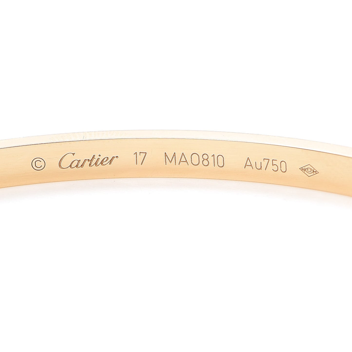 18K Yellow Gold Small LOVE Bracelet 17