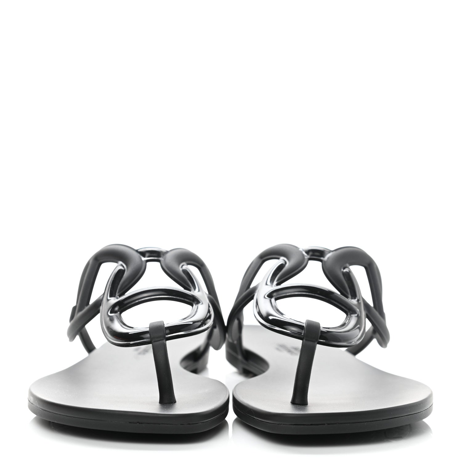 Hermes Rubber Womens Egerie Sandals 40 Black 2 of 9
