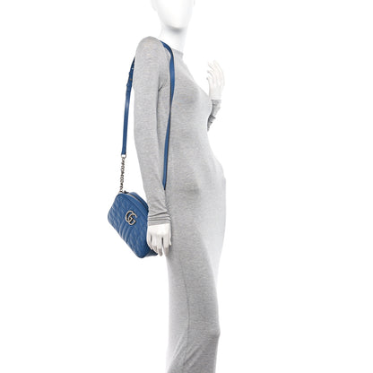 Gucci Calfskin Matelasse Aria Small GG Marmont Chain Shoulder Bag Clear Blue 2 of 11