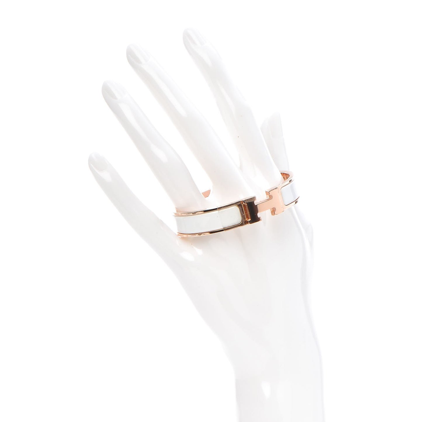 Enamel Narrow Clic Clac H Bracelet PM White