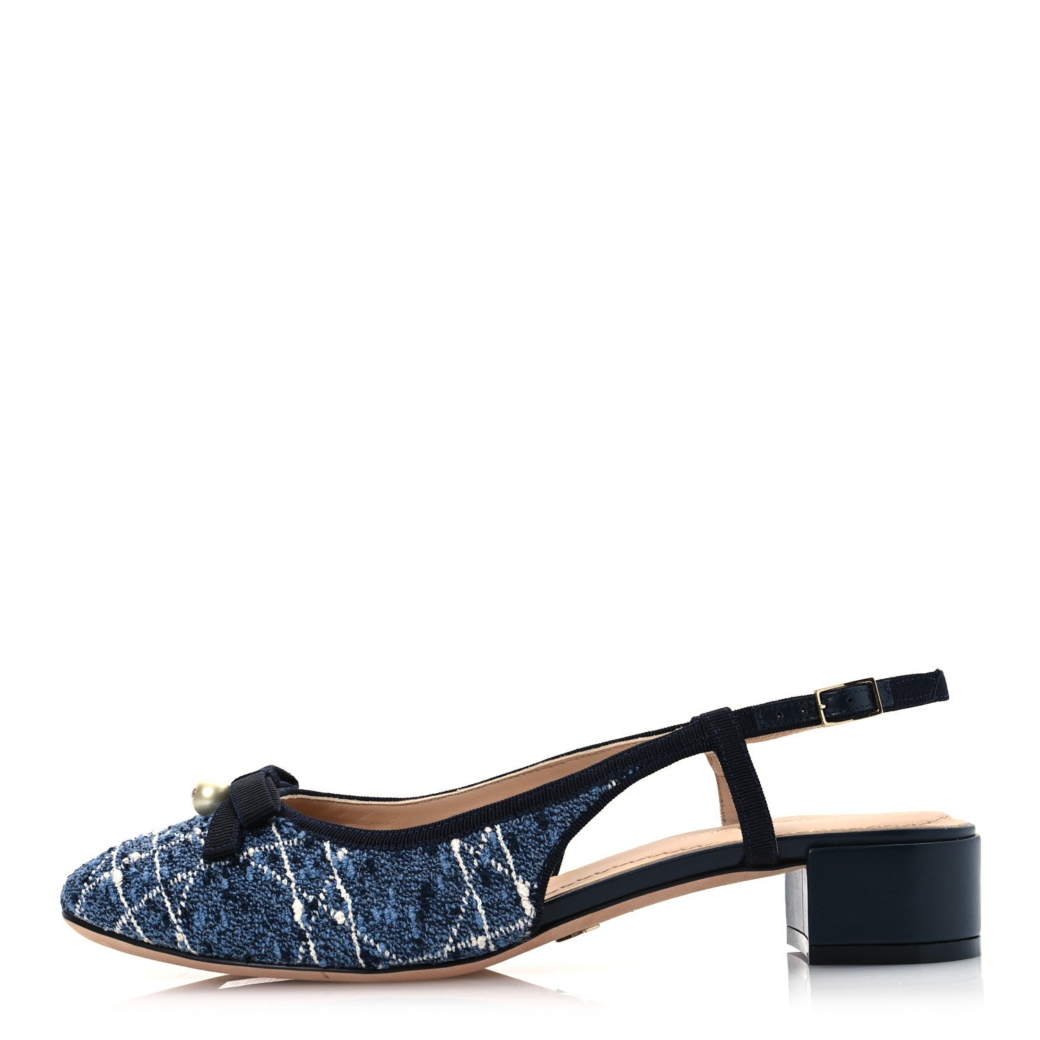 Christian Dior Tweed Cannage Slingback Ballet Pumps 39 Denim 1 of 11