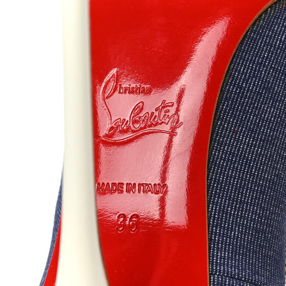 Christian Louboutin Denim Jazz Calf So Kate 120 Pumps 36 Blue White 6 of 8