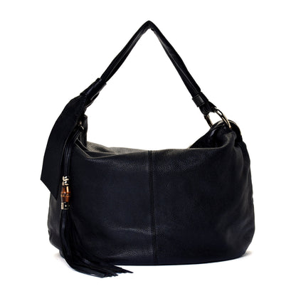 Gucci Pebbled Calfskin Medium Jungle Hobo Black 1 of 5