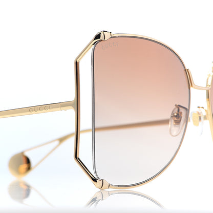 Gucci Oversized Round Sunglasses GG0252S Gold Brown 7 of 8