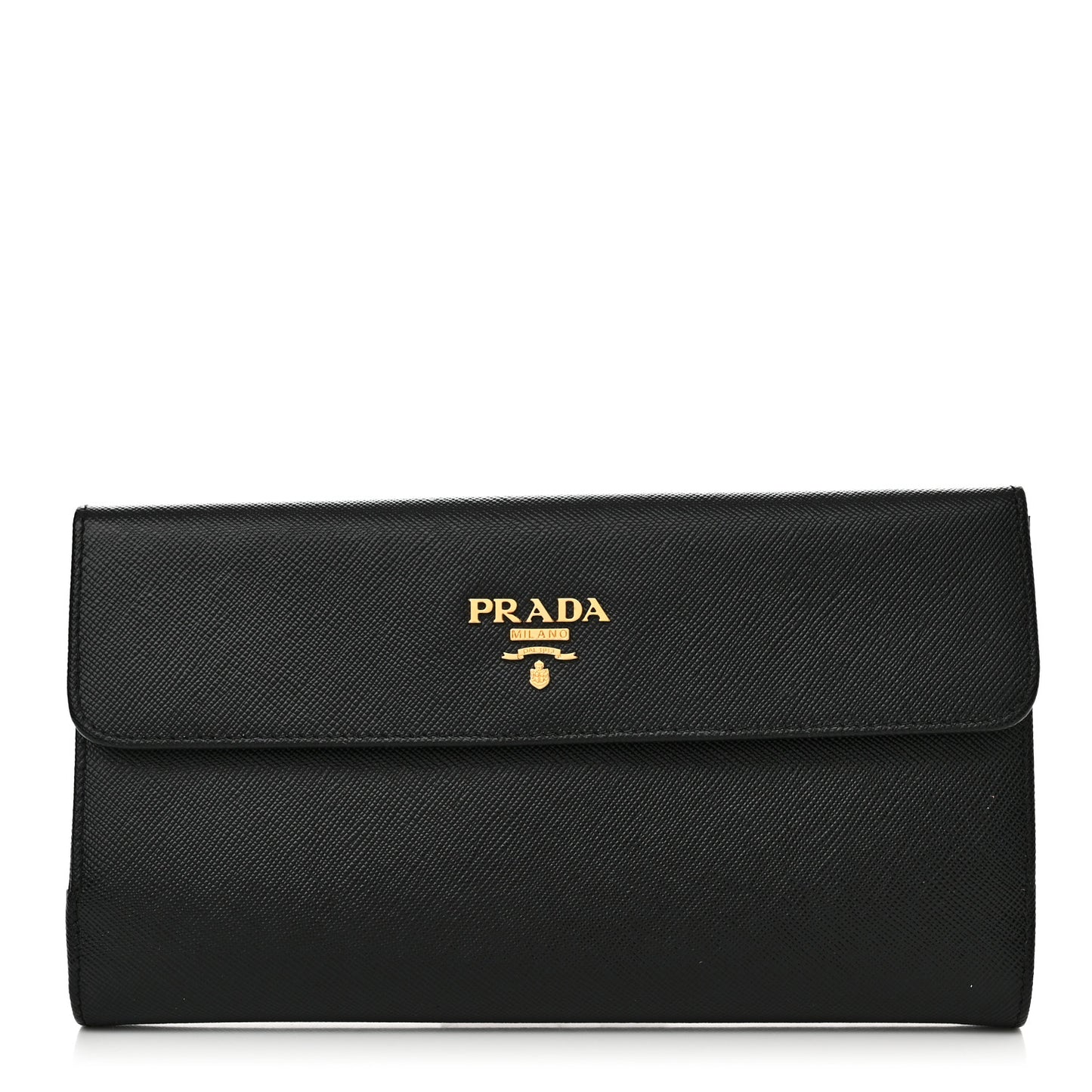 Saffiano Metal Large Flap Wallet Black