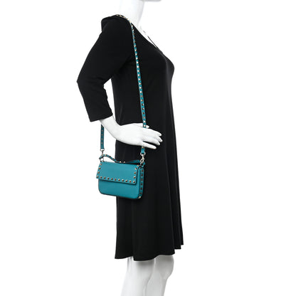 Valentino Garavani Grainy Calfskin Rockstud Crossbody Pouch Ultra Marine Green 2 of 10