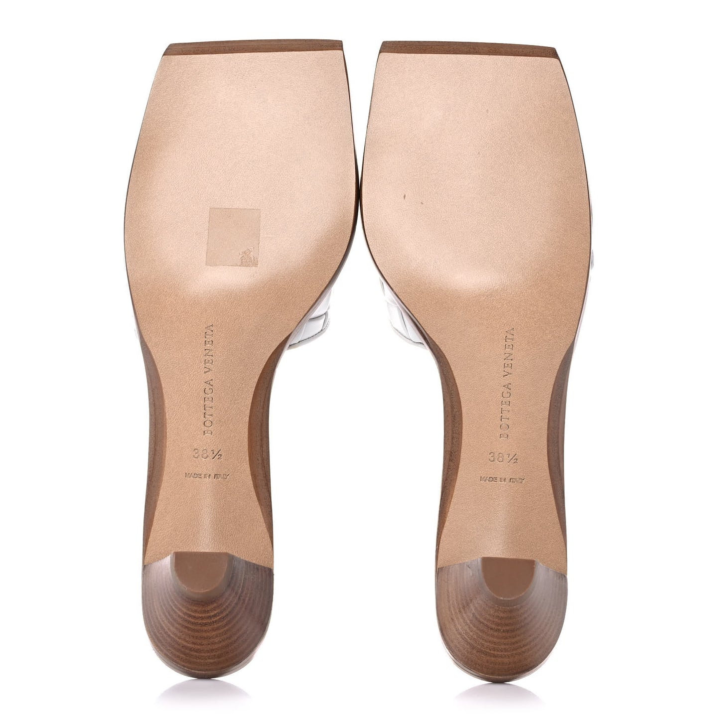 Nappa Intrecciato Squared Toe Low Mule Sandals 38.5 White