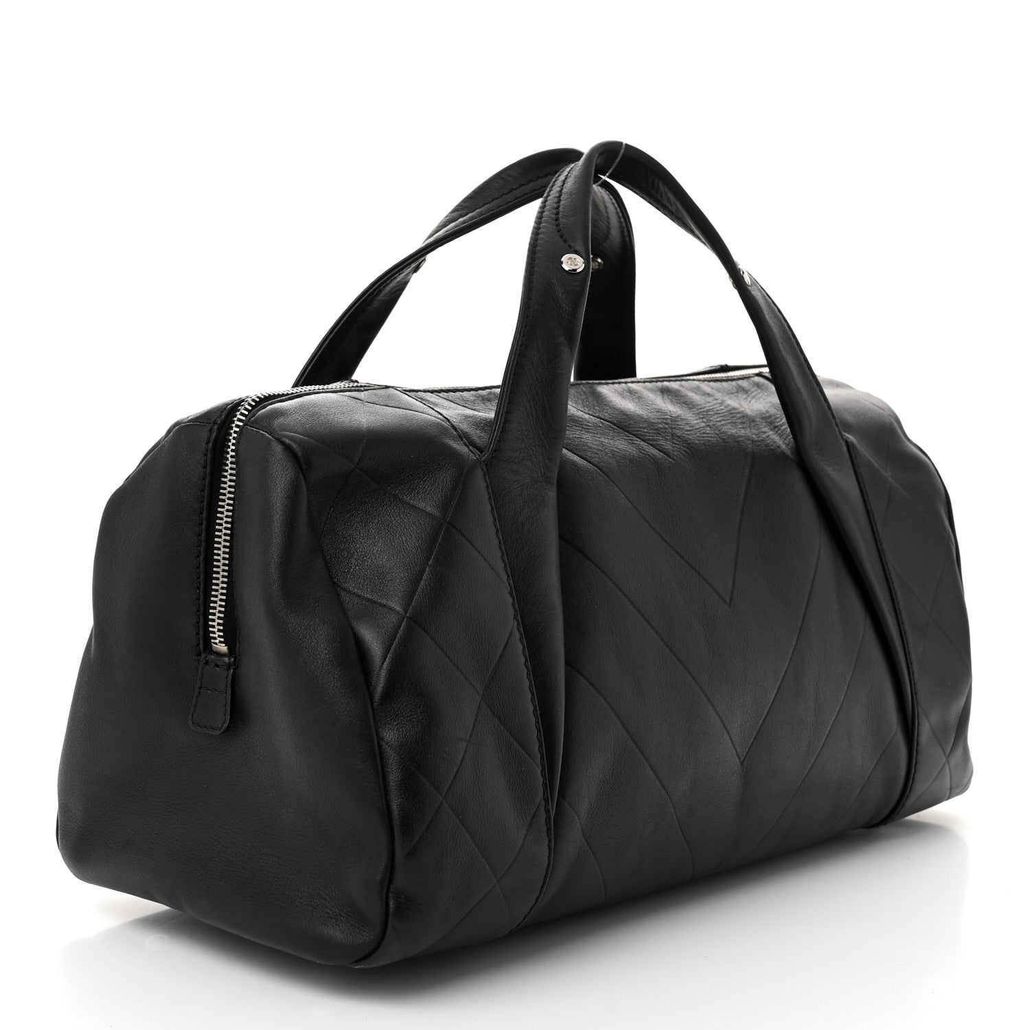 Chanel Calfskin CC Chevron All Day Long Boston Black 3 of 10