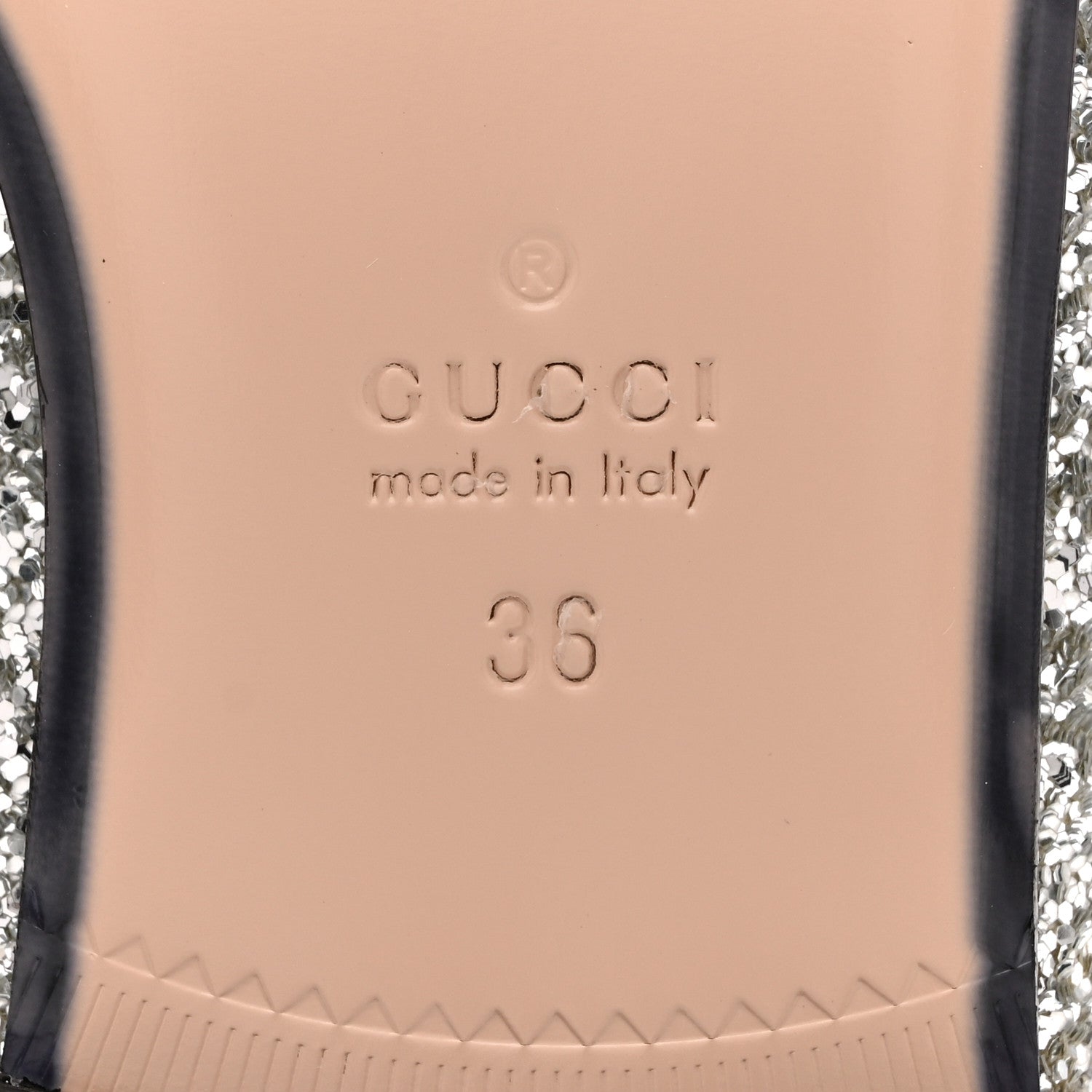 Gucci Glitter Womens Princetown Slippers 36 Silver 8 of 10