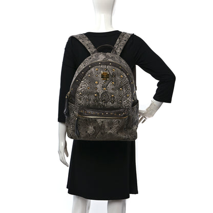 MCM Snakeskin Medium Studded Backpack Black Multicolor 2 of 15