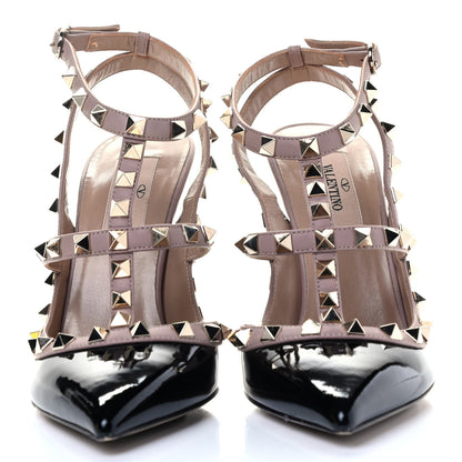 Valentino Garavani Patent Nappa Rockstud Ankle Strap 100mm Pumps 37.5 Black Poudre 2 of 8