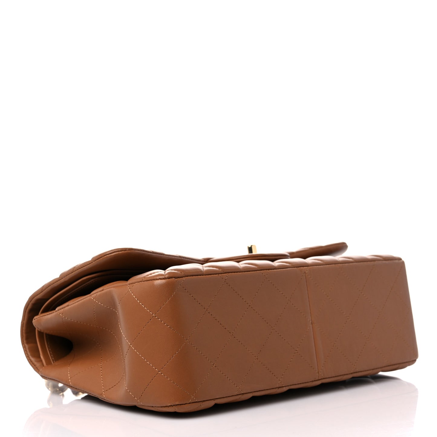 Lambskin Quilted Jumbo Double Flap Brown