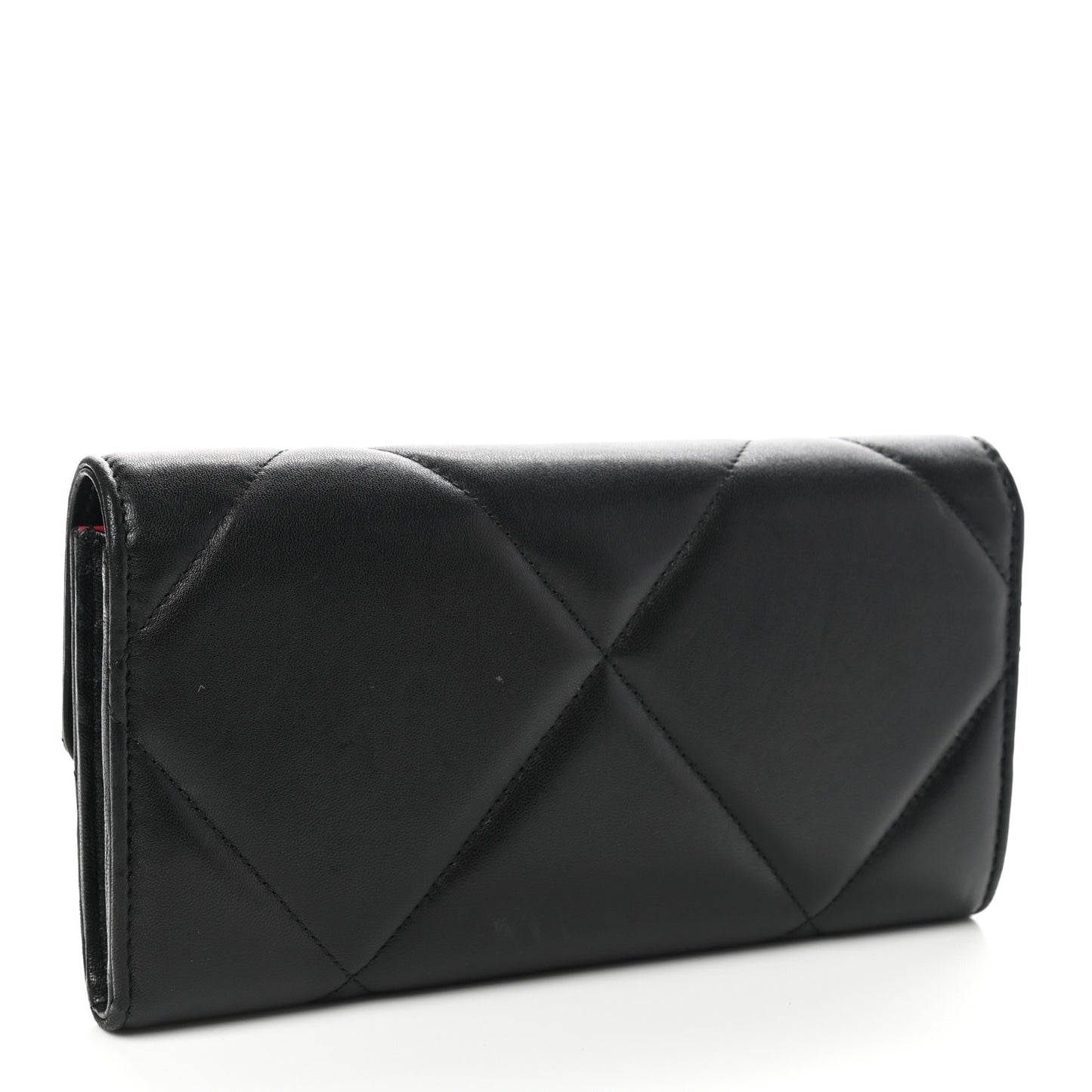 Lambskin Quilted Chanel 19 Flap Wallet Black