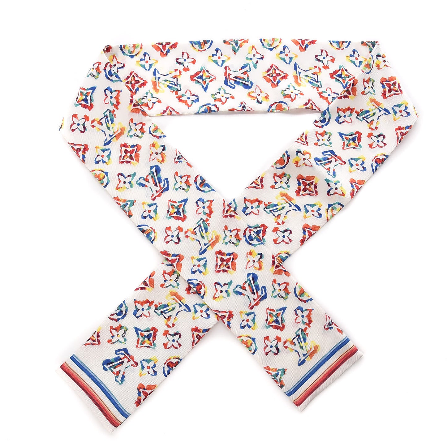 Silk Monogram Rainbow Bandeau White