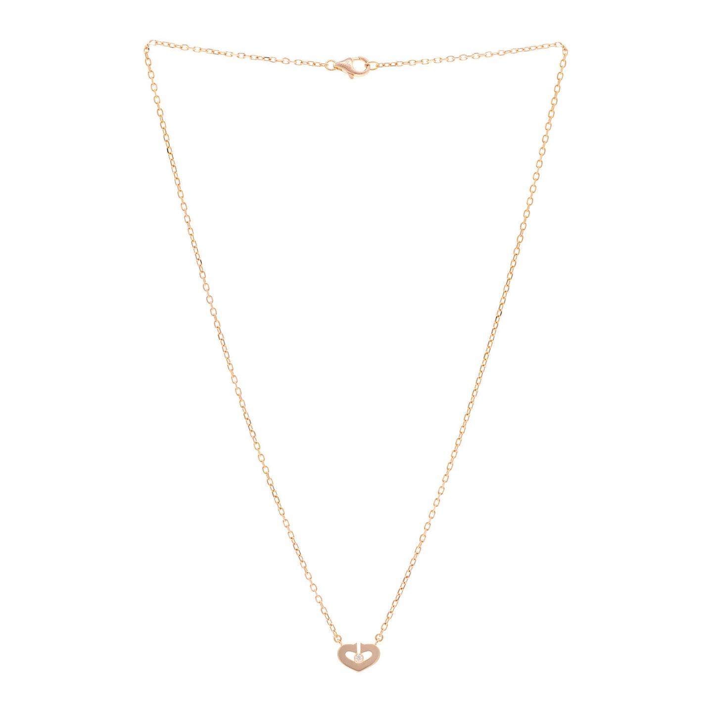 18K Pink Gold Diamond XS Hearts and Symbols Necklace
