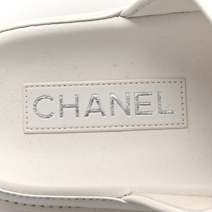 Chanel Lambskin Quilted Velcro Dad Chain CC Slide Sandals 39 White 7 of 9